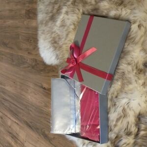 Brand new in packaging hot pink scarf and silver clutch gift set